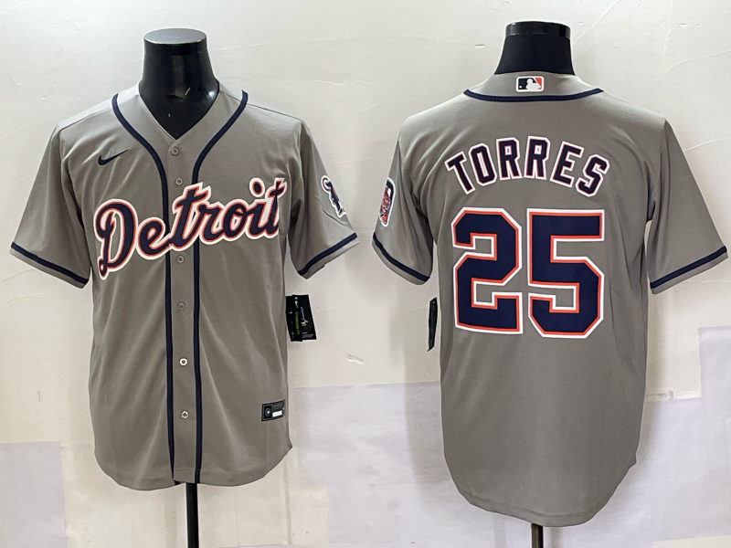 Men 2025 Detroit Tigers #25 Torres grey Game Nike MLB Jersey 005